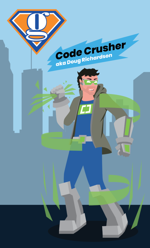 Code Crusher Doug Richardson Super Hero Persona