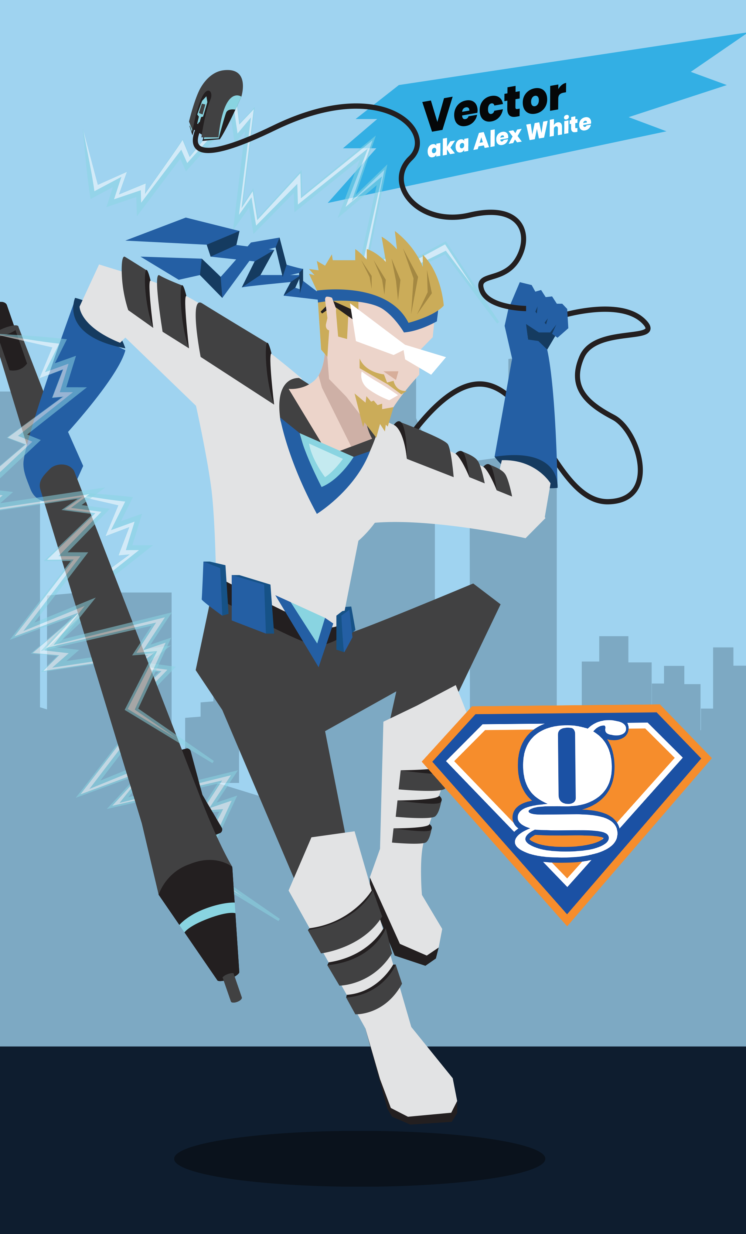 Vector Alex White Website Designer Super Hero Persona